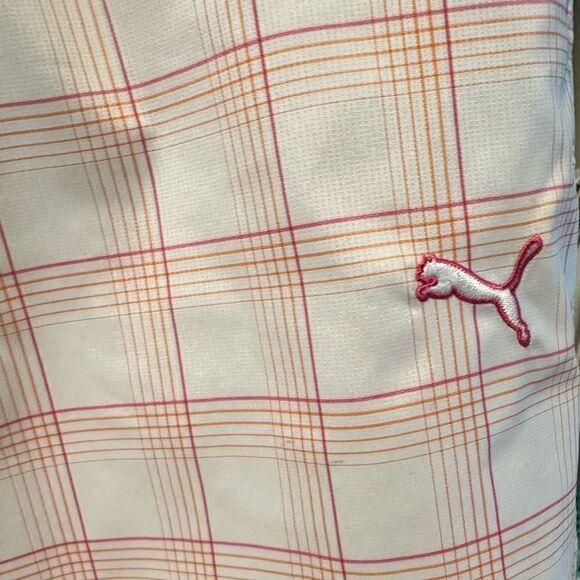 EUC PUMA Youth Boys White Orange Pink Plaid Golf Shorts - Size Large - Picture 3 of 7